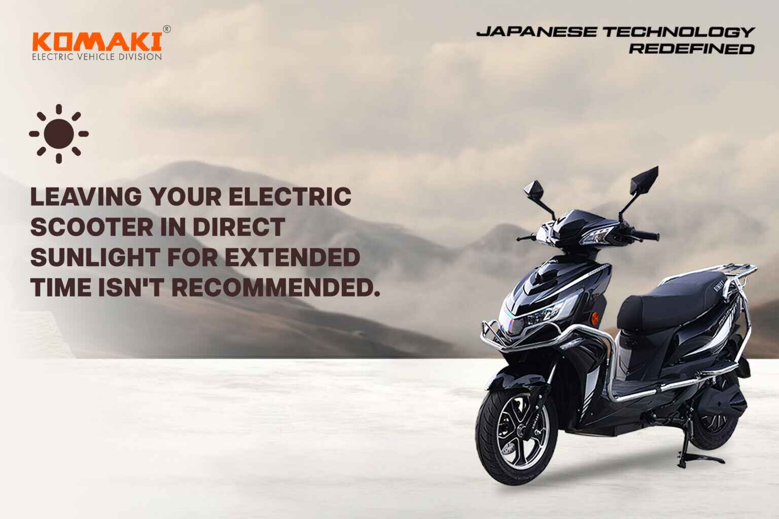 Leaving your electric scooter in direct sunlight for extended time isn't recommended