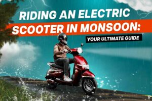 Riding an electric scooter in Monsoon