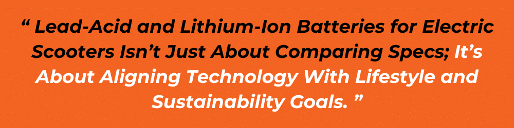 The Choice Between Lead-Acid and Lithium-Ion Batteries for Electric Scooters Isn’t Just About Comparing Specs; It’s About Aligning Technology With Lifestyle and Sustainability Goals. ”