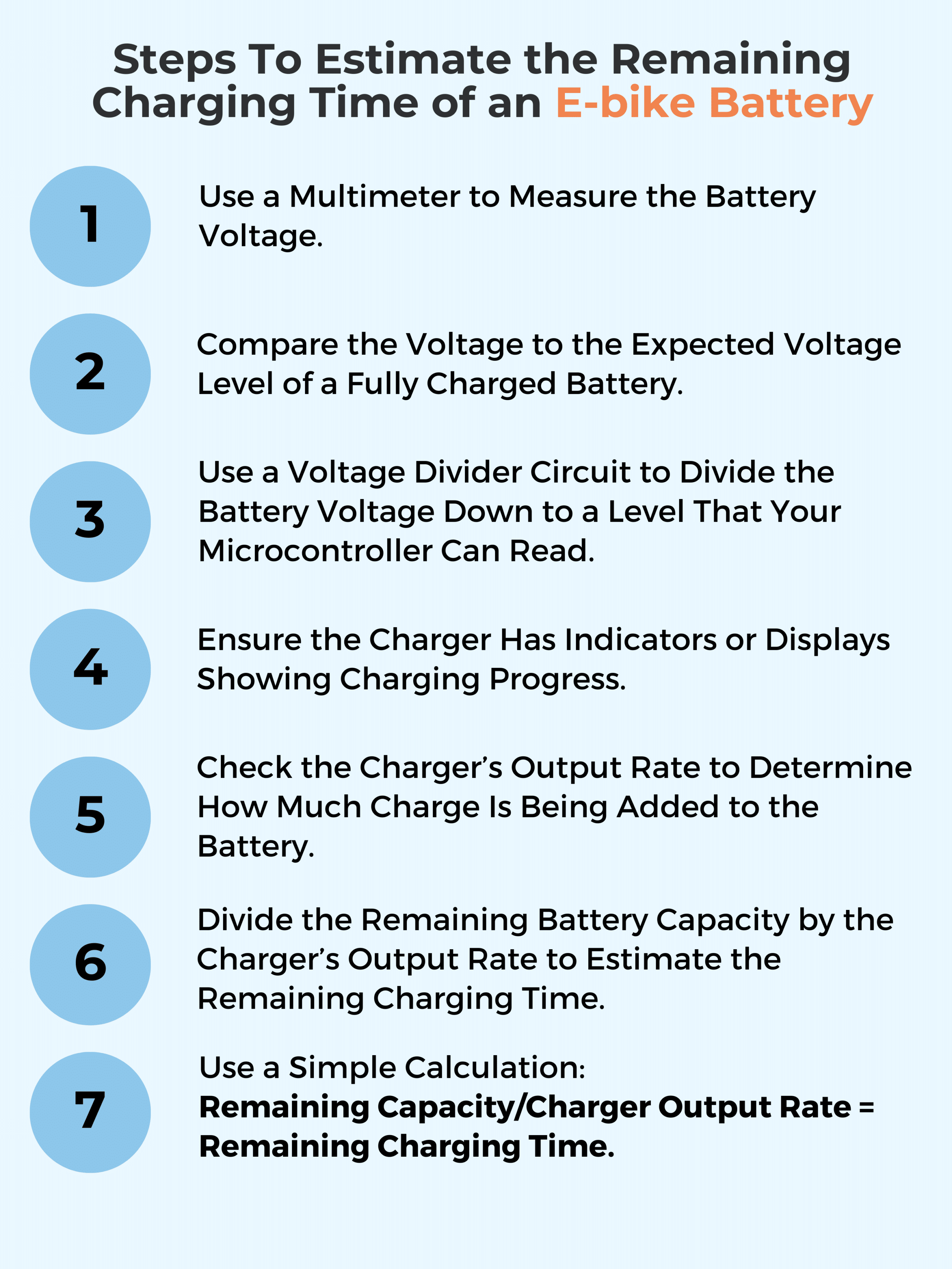 Steps To Estimate the Remaining Charging Time of an E-bike Battery
