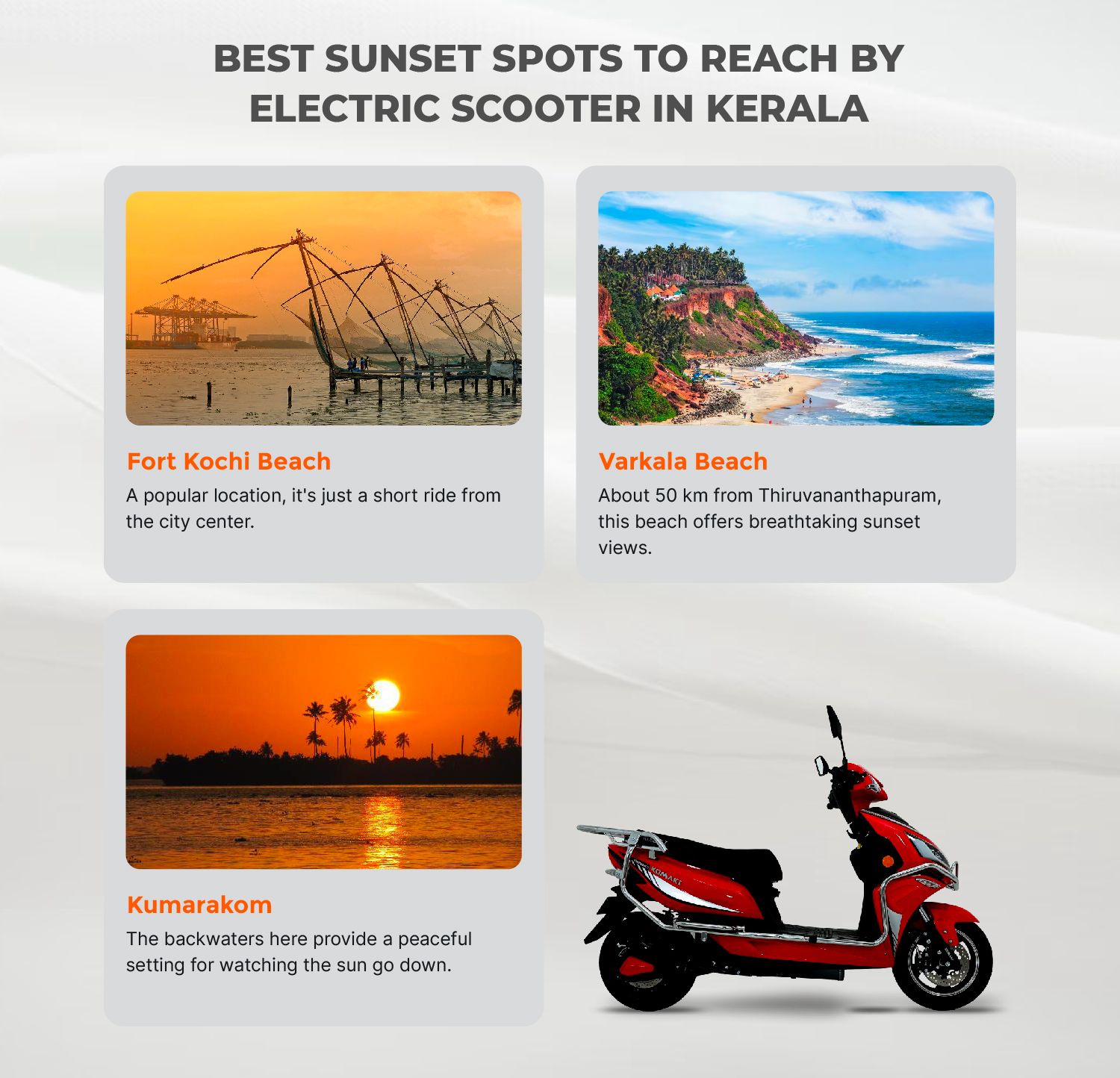 Best Sunset Spots to Reach by an Electric Scooter in Kerala