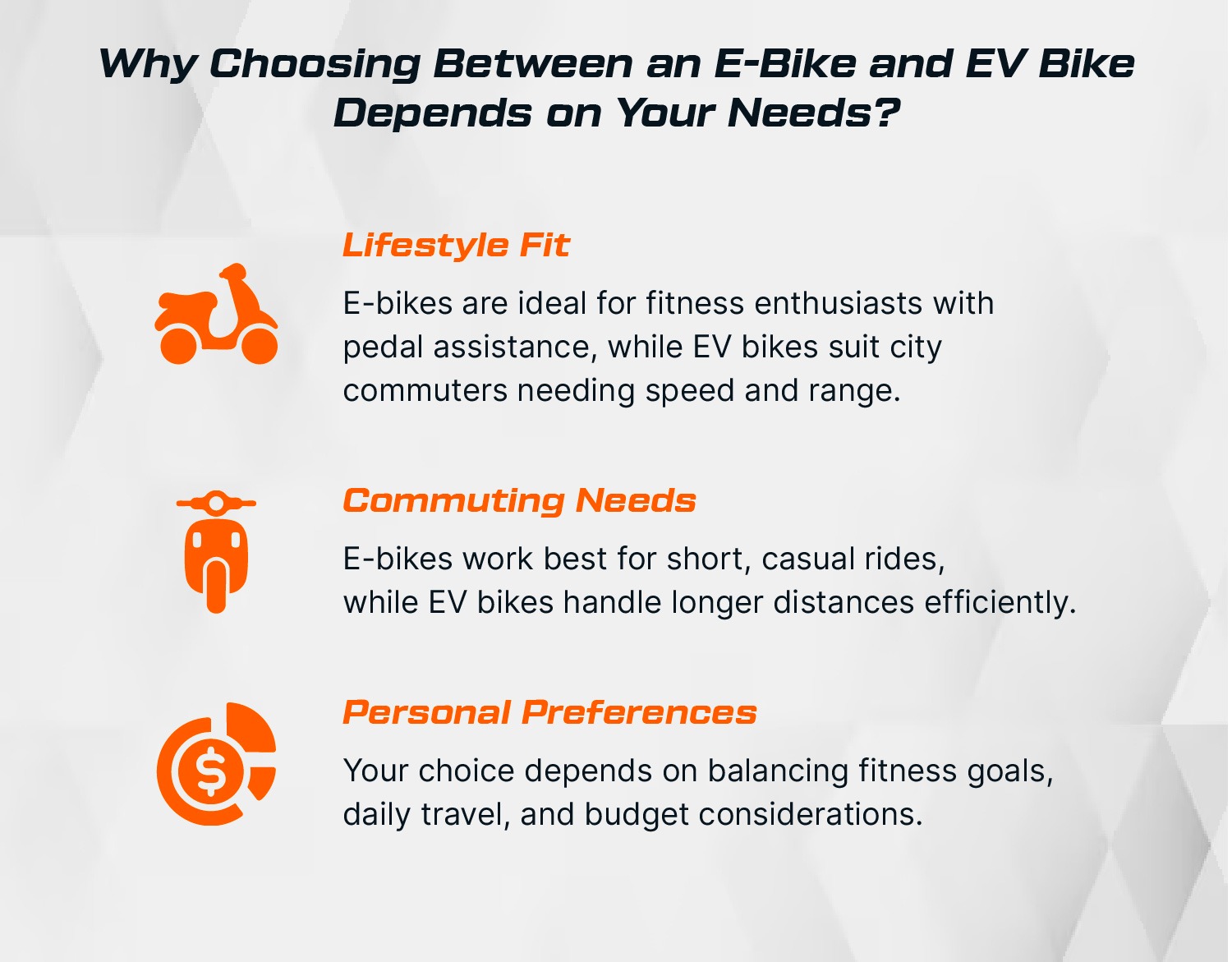 Why Choosing Between an E-Bike and EV Bike Depends on Your Needs?