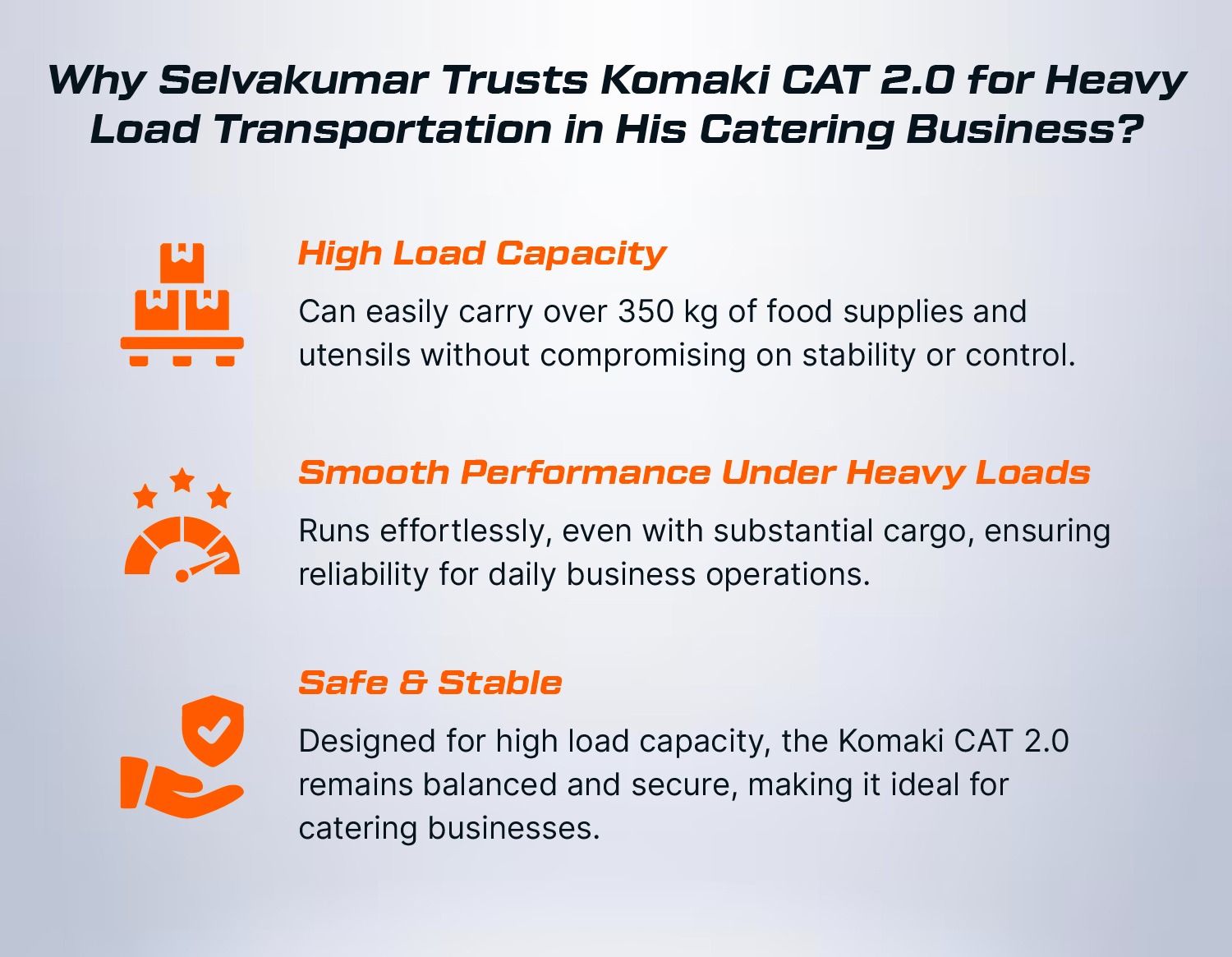 Why Selvakumar Trusts Komaki CAT 2.0 for Heavy Load Transportation in His Catering Business?
