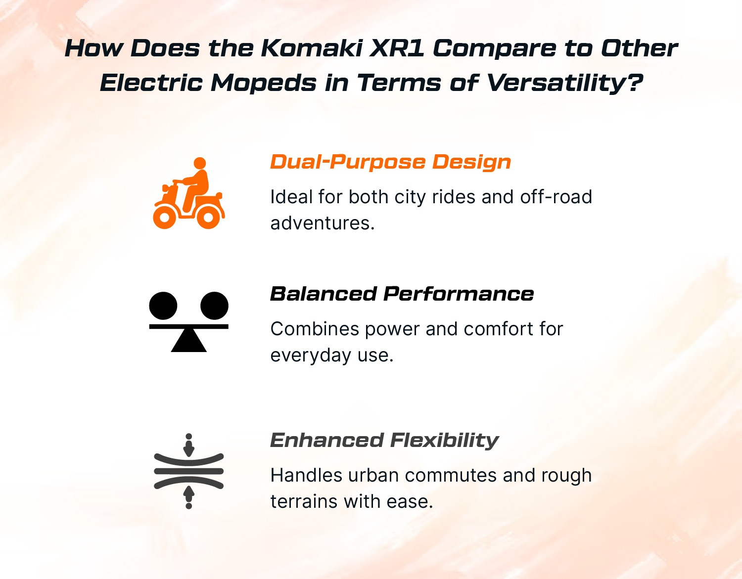 How does the Komaki XR1 compare to other electric mopeds in terms of versatility?