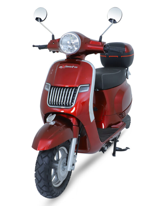 MXV  (Garnet Red, 70 Km 75 km/h, Range: 105 km to 120 km per Charge)